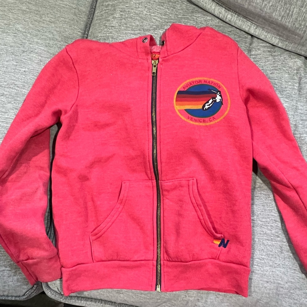 Red aviator nation zip up sweatshirt